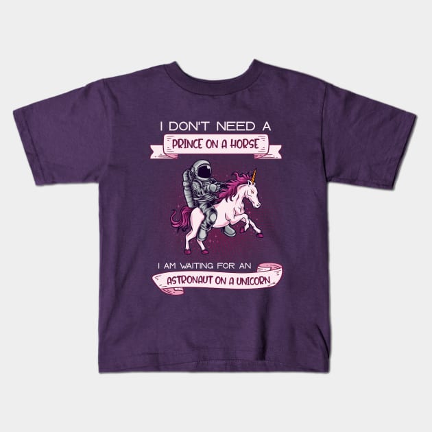 The Astronaut on a Unicorn Kids T-Shirt by SM Shirts